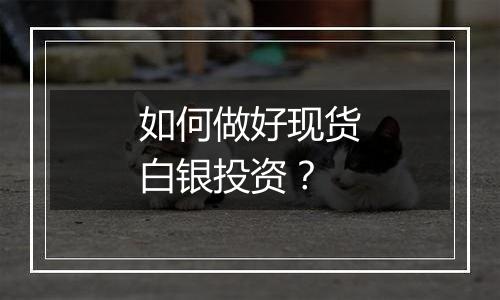 如何做好现货白银投资?