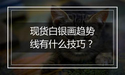 现货白银画趋势线有什么技巧?