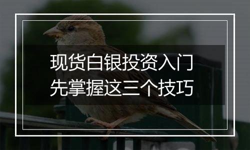 现货白银投资入门 先掌握这三个技巧
