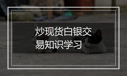 炒现货白银交易知识学习