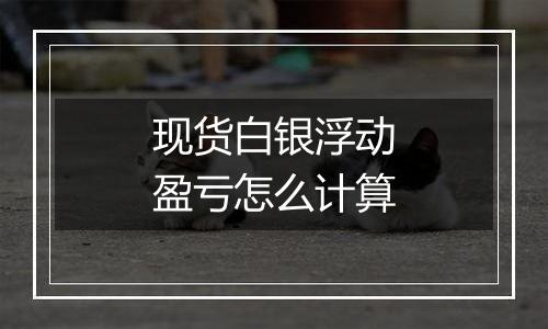 现货白银浮动盈亏怎么计算
