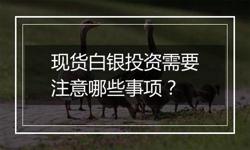 现货白银投资需要注意哪些事项?