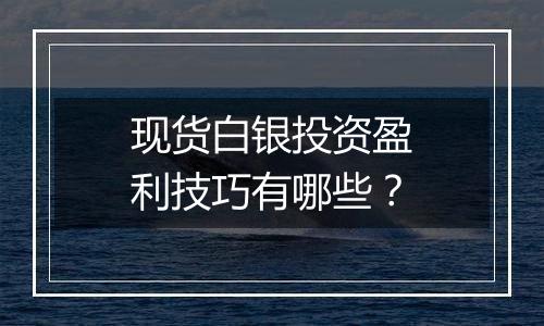 现货白银投资盈利技巧有哪些?
