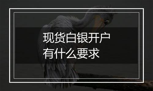 现货白银开户有什么要求