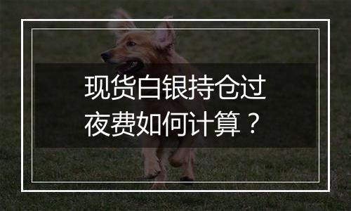 现货白银持仓过夜费如何计算?