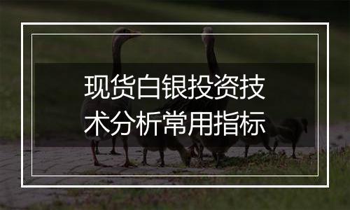 现货白银投资技术分析常用指标