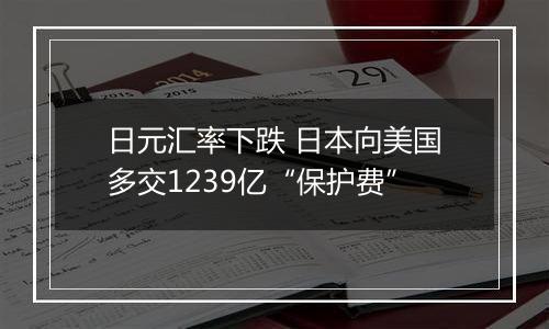 日元汇率下跌 日本向美国多交1239亿“保护费”