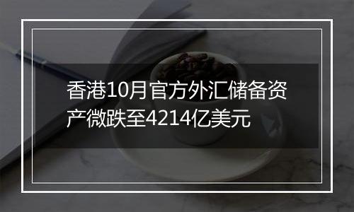 香港10月官方外汇储备资产微跌至4214亿美元