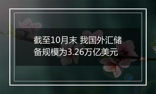 截至10月末 我国外汇储备规模为3.26万亿美元