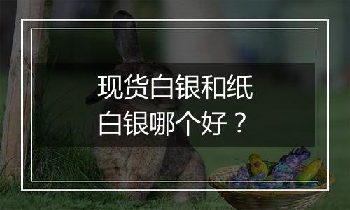 现货白银和纸白银哪个好?