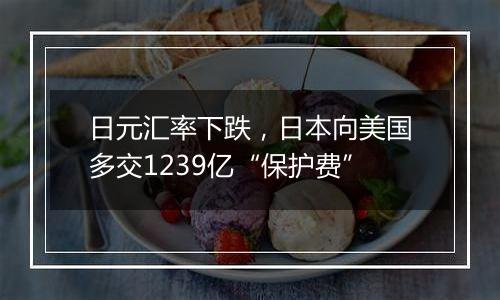 日元汇率下跌,日本向美国多交1239亿“保护费”