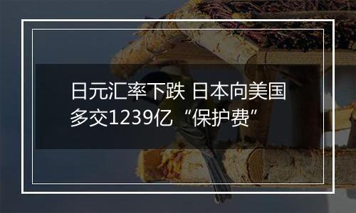 日元汇率下跌 日本向美国多交1239亿“保护费”