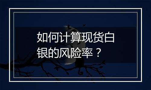 如何计算现货白银的风险率?