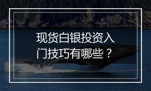 现货白银投资入门技巧有哪些?