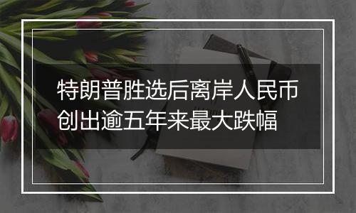 特朗普胜选后离岸人民币创出逾五年来最大跌幅
