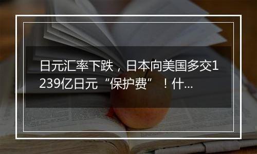 日元汇率下跌,日本向美国多交1239亿日元“保护费”!什么情况→