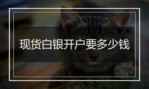 现货白银开户要多少钱