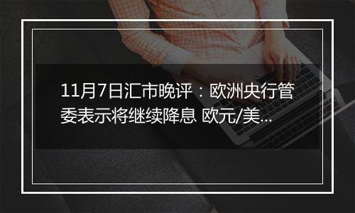 11月7日汇市晚评：欧洲央行管委表示将继续降息 欧元/美元维持在1.075上方