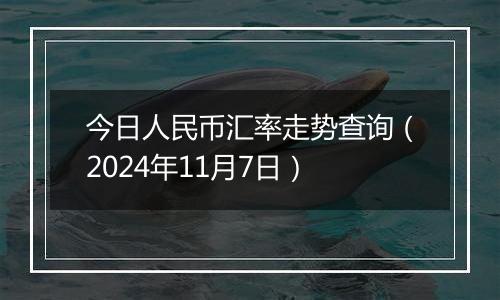 今日人民币汇率走势查询（2024年11月7日）