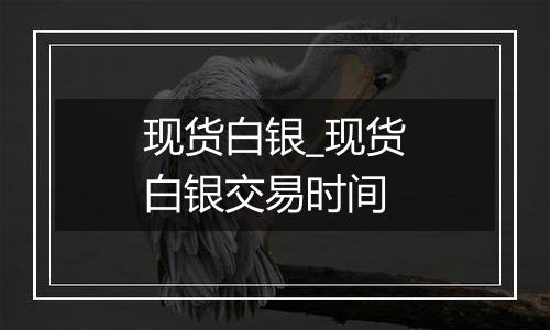 现货白银_现货白银交易时间