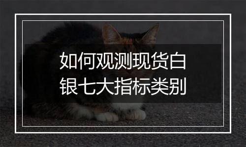 如何观测现货白银七大指标类别