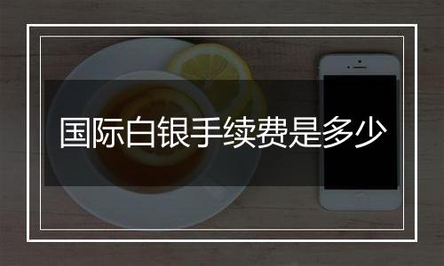 国际白银手续费是多少