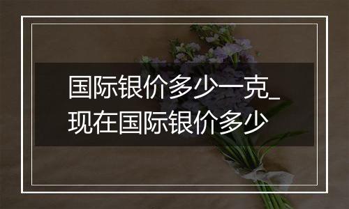 国际银价多少一克_现在国际银价多少