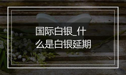 国际白银_什么是白银延期