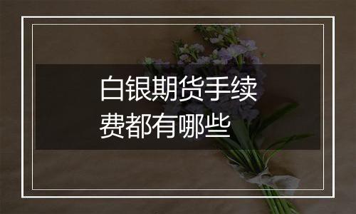 白银期货手续费都有哪些