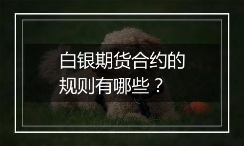 白银期货合约的规则有哪些?