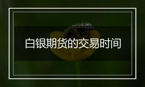 白银期货的交易时间