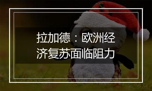 拉加德:欧洲经济复苏面临阻力