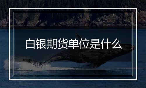 白银期货单位是什么