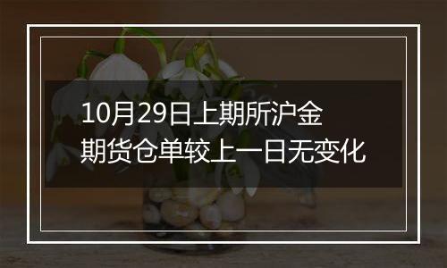 10月29日上期所沪金期货仓单较上一日无变化