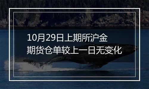 10月29日上期所沪金期货仓单较上一日无变化