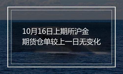 10月16日上期所沪金期货仓单较上一日无变化
