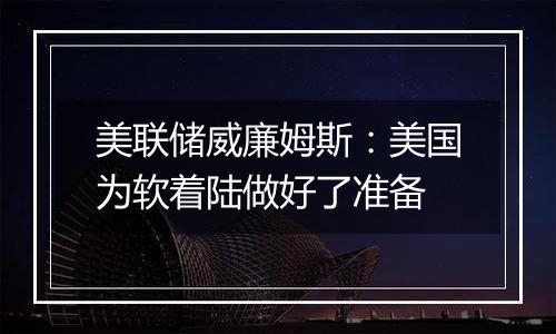 美联储威廉姆斯:美国为软着陆做好了准备