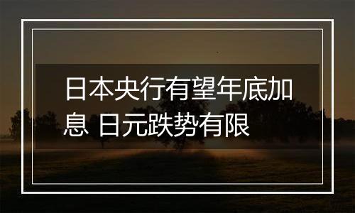 日本央行有望年底加息 日元跌势有限
