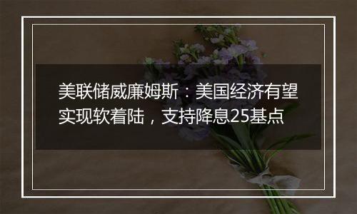 美联储威廉姆斯:美国经济有望实现软着陆,支持降息25基点