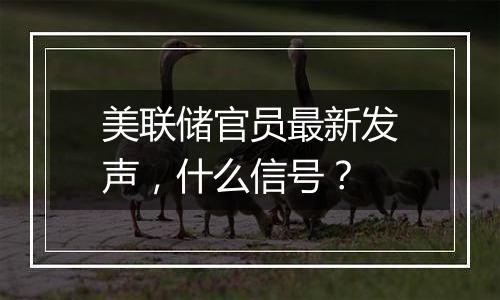 美联储官员最新发声,什么信号?