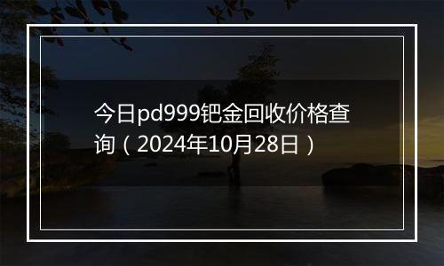 今日pd999钯金回收价格查询（2024年10月28日）