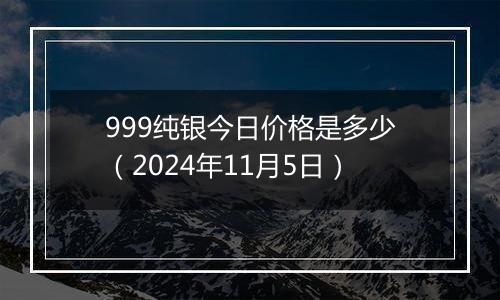 999纯银今日价格是多少(2024年11月5日)
