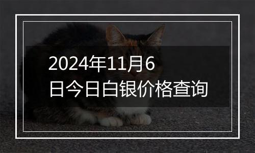 2024年11月6日今日白银价格查询