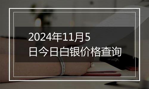 2024年11月5日今日白银价格查询
