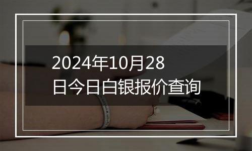 2024年10月28日今日白银报价查询
