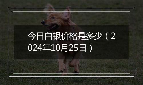 今日白银价格是多少(2024年10月25日)