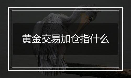 黄金交易加仓指什么