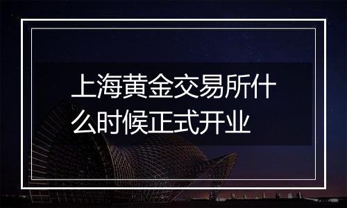上海黄金交易所什么时候正式开业