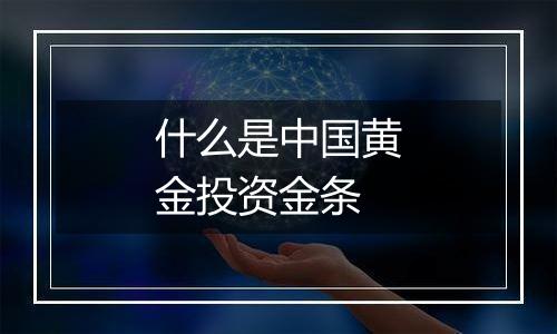 什么是中国黄金投资金条