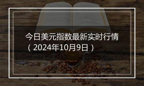 今日美元指数最新实时行情（2024年10月9日）